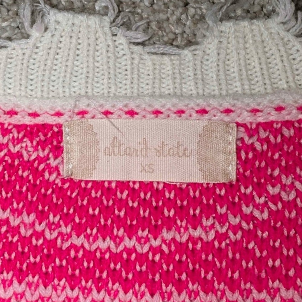 Altard State Pink White Smiley Face Checkerboard Knit Sweater XS Distressed - Picture 2 of 6
